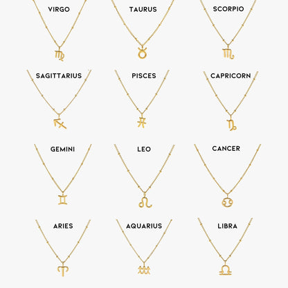 Zodiac Symbol Pendant Necklace, 10 mm