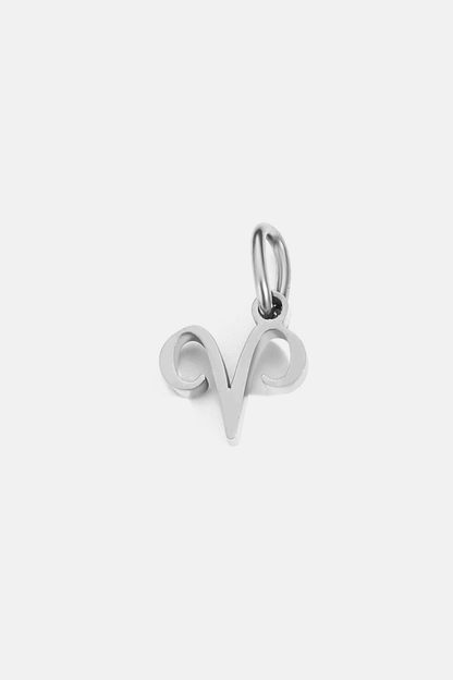 Zodiac Sign Pendant, 7 mm, Silver-Tone Stainless Steel