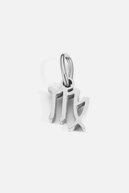Zodiac Sign Pendant, 7 mm, Silver-Tone Stainless Steel